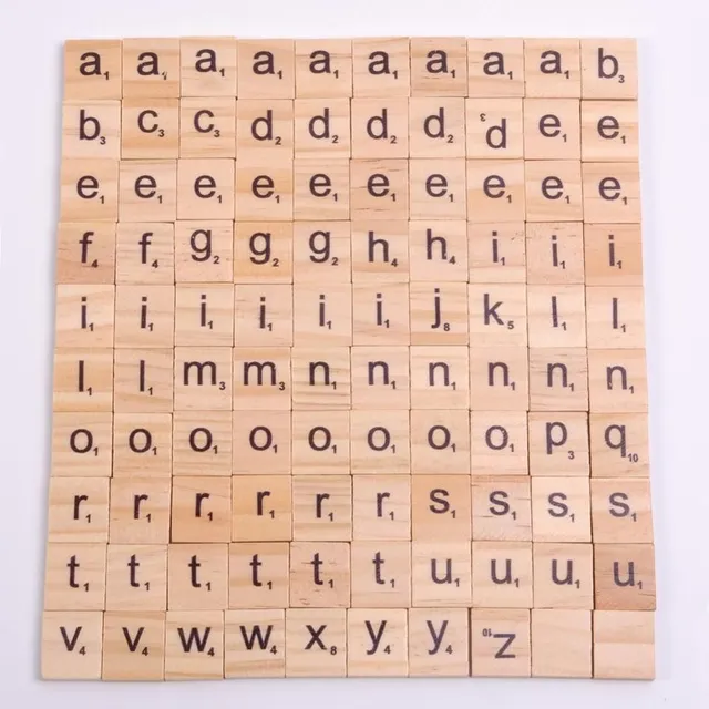 Řemeslné dřevěné dlaždice s písmeny nebo čísly - 100 ks