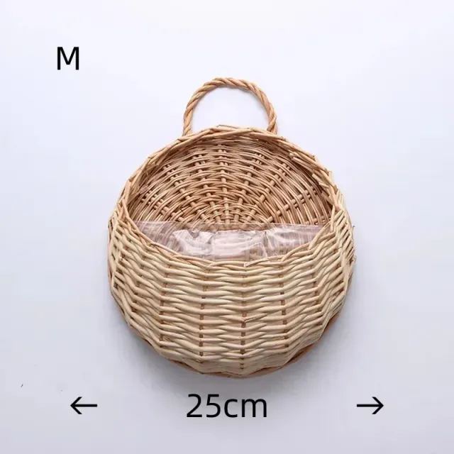 Hand-woven rattan pot for hanging on the wall - 2 colors