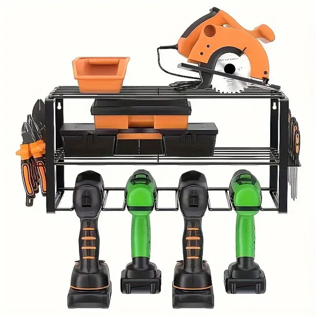 1pc Organizer Electric Tools, 3 Layers Metal Holder For Heavy Operation On Wall Cordless Holder Drill Garage Storage Stand For Warehouse Workshop Pegboard Christmas Gift For Fathers Day For Men