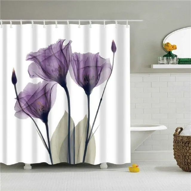 Shower curtain with plant motif