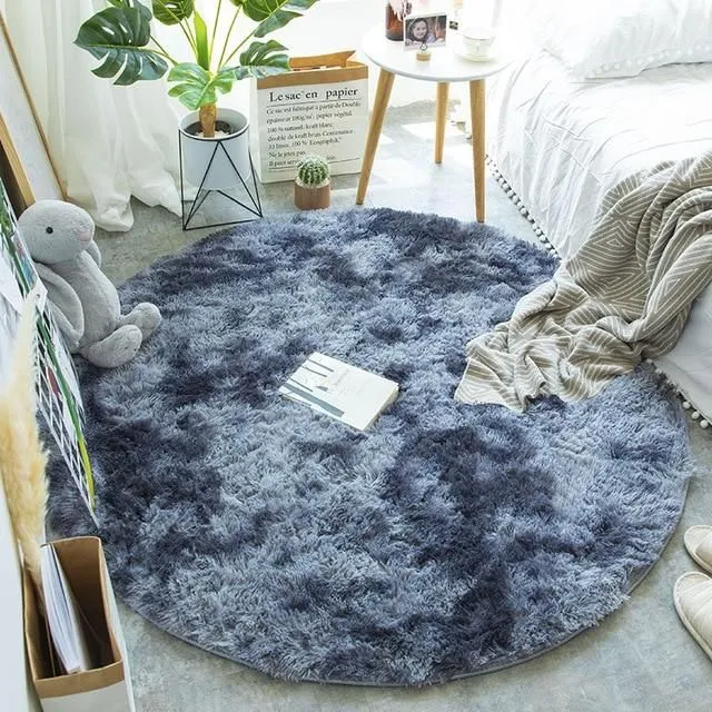 Kulatý huňatý koberec deep-grey 60x60cm