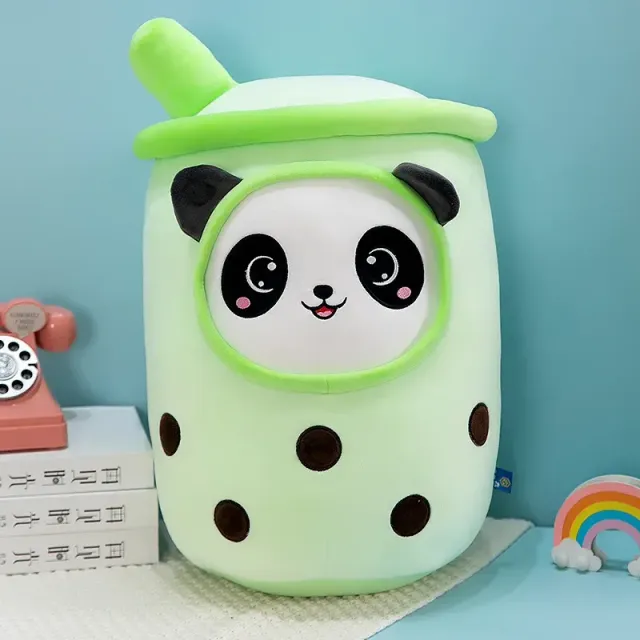 Teddy pillow shaped cup with bubble tea with milk - cute gift for children