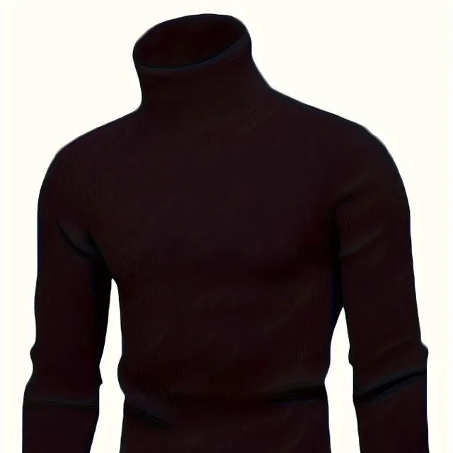 Male turtleneck, knitted, slim-fit, for leisure, warm monochrome, high elastic sweater in autumn and winter.