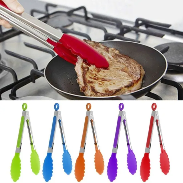 Kitchen silicone grill tongs