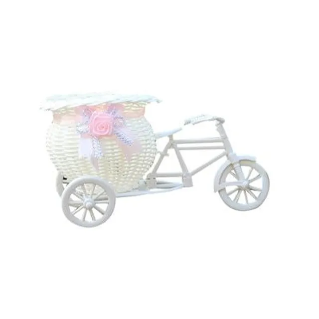 Decorative rattan basket with tricycle