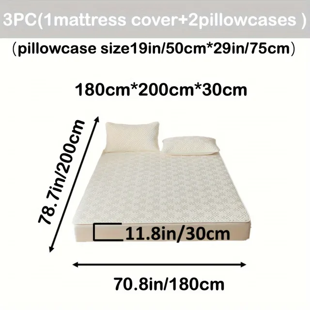 Waterproof mattress with ultrasound technology, uniform colour, washable, antibacterial, anti-spinning, soft and comfortable