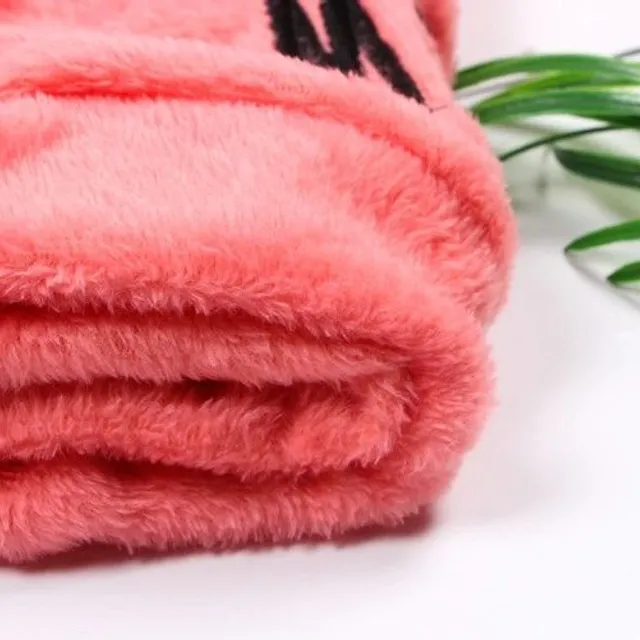 Women's cuddly plush pyjama set with hood tabs