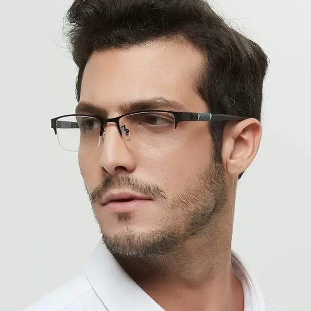 Módne dioptrické okuliare s polorámom pre mužov