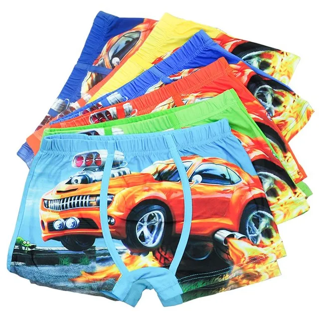 Boys boxer shorts with car print - 5 pieces