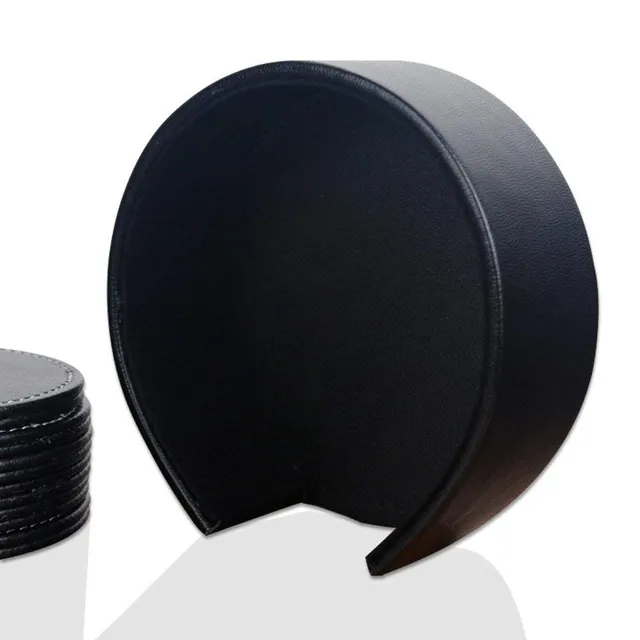 Leather coasters with stand 6 pcs