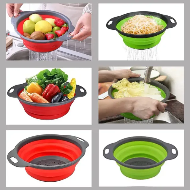 Silicone folding drain basket - washable basket for fruit and vegetables - folding sieve