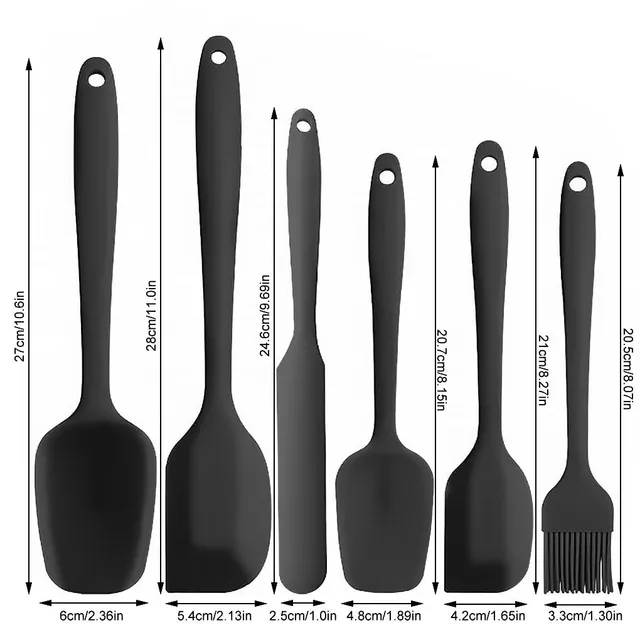 Set of 6 silicone heat-resistant spatulas