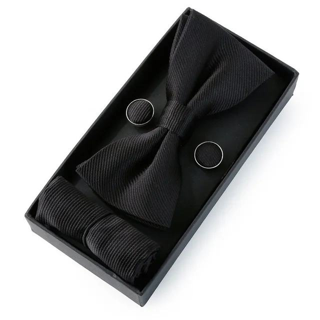 Men's bow tie, handkerchief and cuff links Augustine