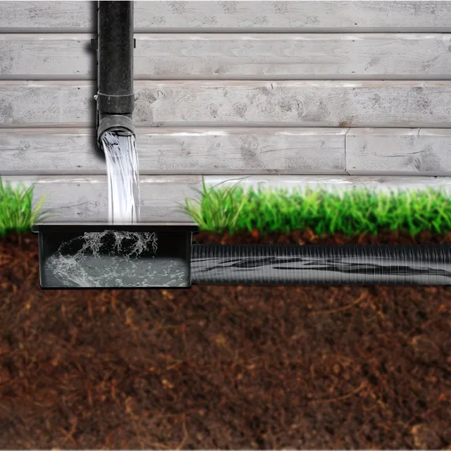 Draining set of gutters without excavation work