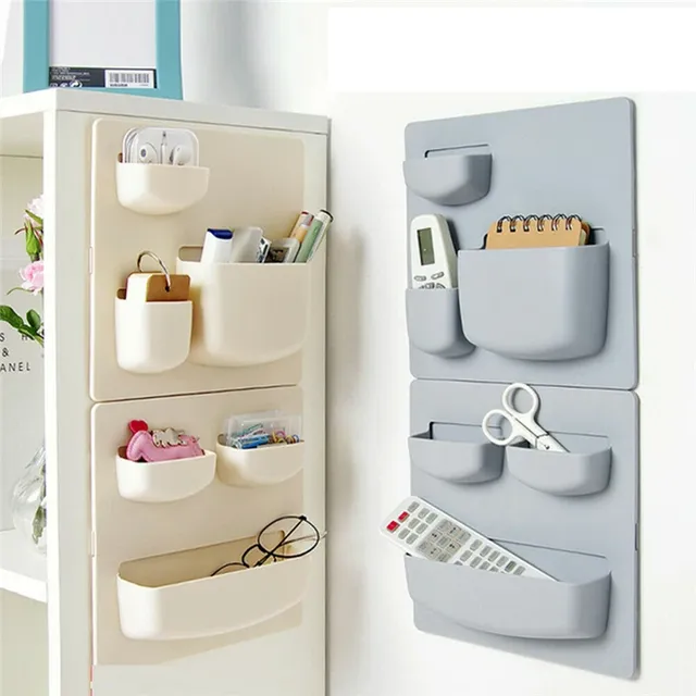 Wall shelf with scale and multifunctional storage box with perforated design