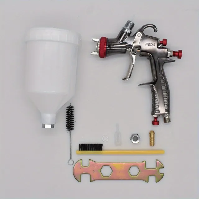 LVLP Spray Gun R500 1.3 mm Car Painting Gun Gravity Spray Gun with Color Inlet Water-Based Spray Gun Set for Cars and Home Handicap