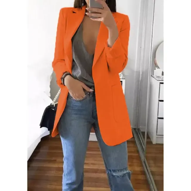 Manteau blazer oversized pour femme en une seule couleur à manches longues pour les loisirs et le bureau