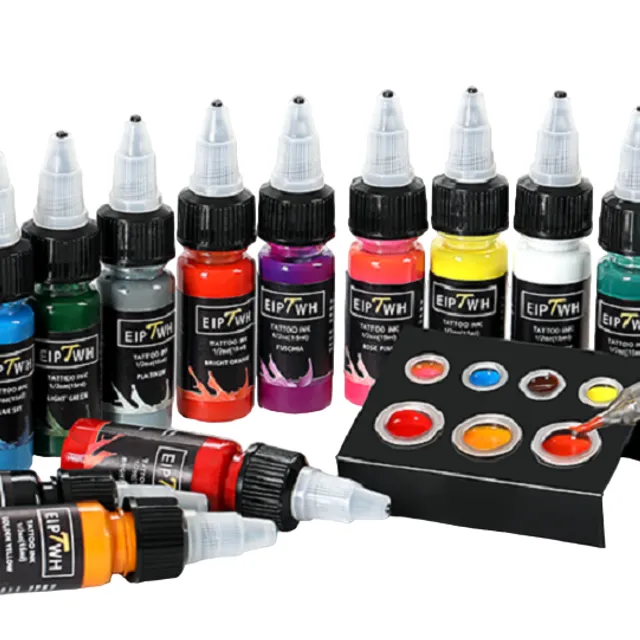 Set of 14 pcs quality permanent tattoo inks Color ink for tattoos and permanent make-up Set of professional eyebrows, eyeliner and tattoo 15 ml