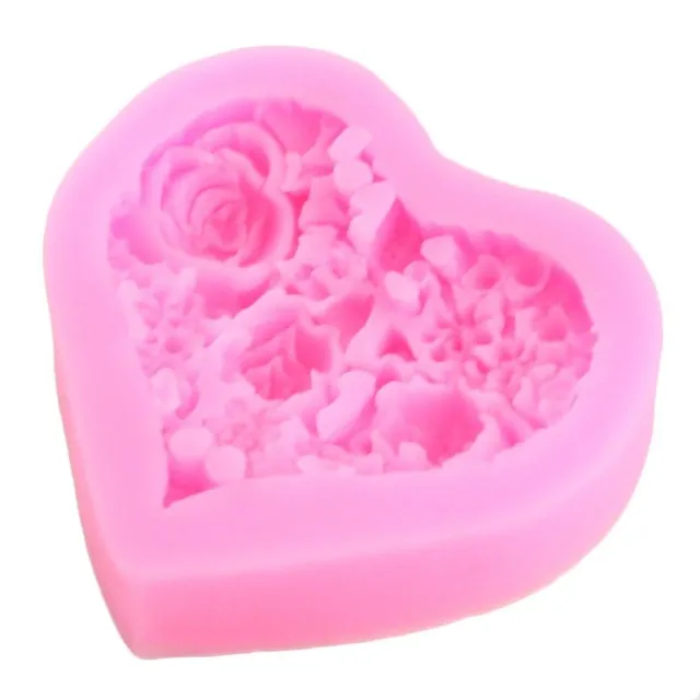 Silicone heart form with flowers