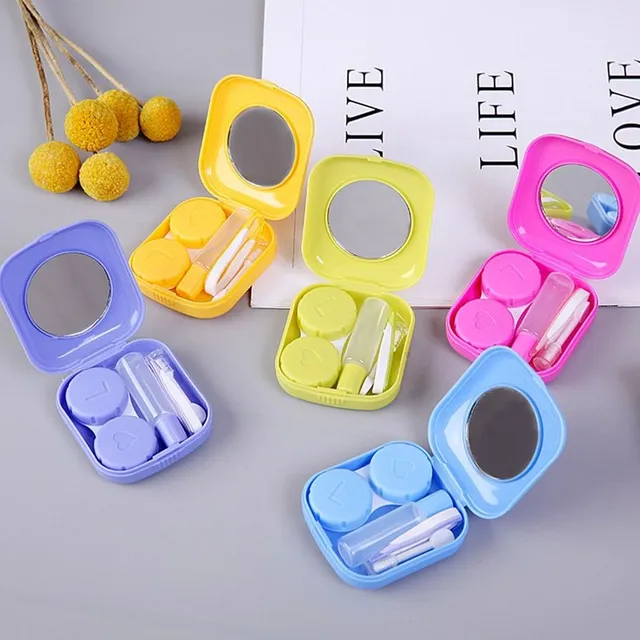 Lovely cheerful mini pocket case for contact lenses