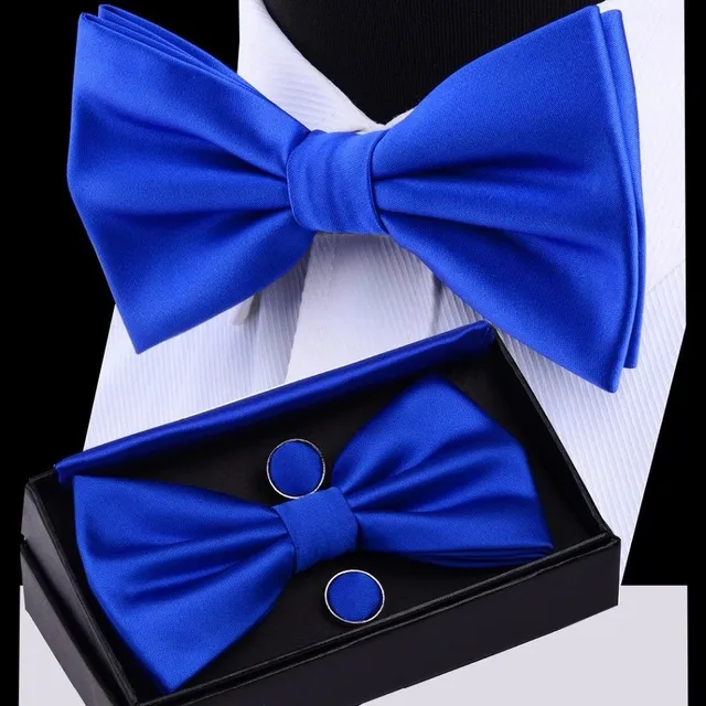 Men's bow tie, handkerchief and cuff links Augustine