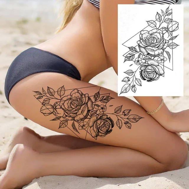 Tatuaj temporar sexy cu motive florale pentru femei