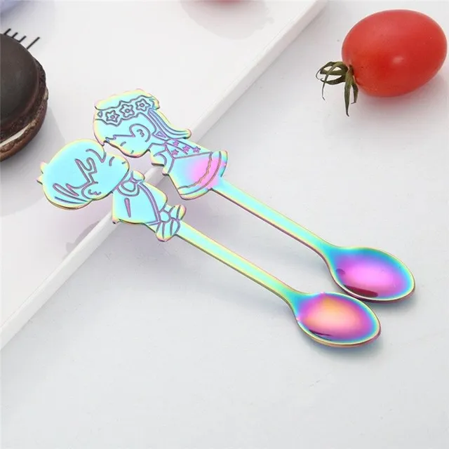 Tea teaspoons boy and girl 2 pieces