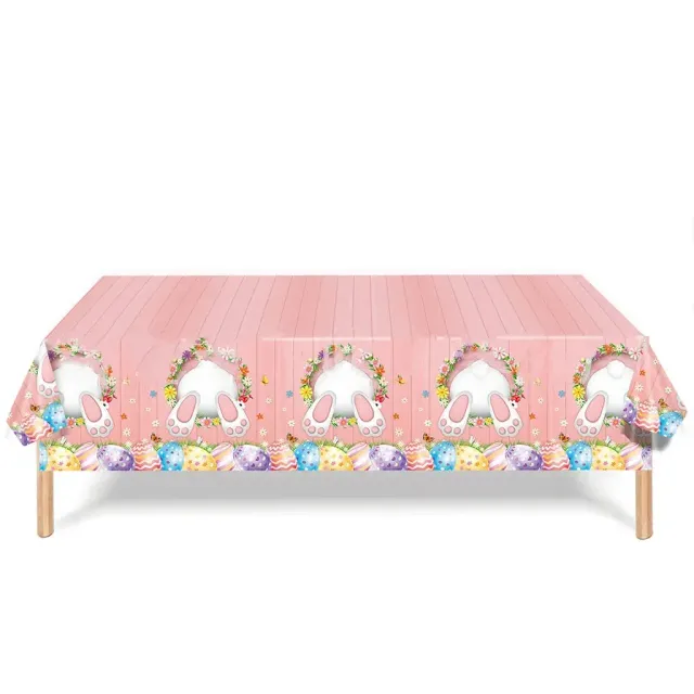 Easter disposable tablecloth with cute rabbits, eggs and cheerful motifs