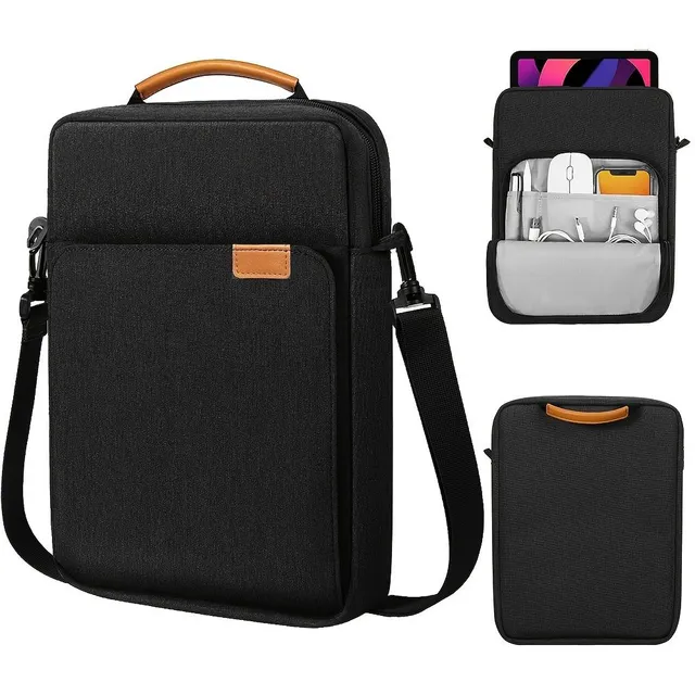 Vertical tablet bag with shoulder strap, Practical laptop bag for commuting, Waterproof purse