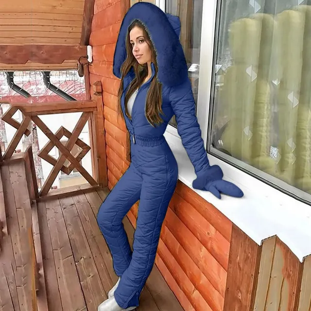 Women's winter jumpsuit with fur