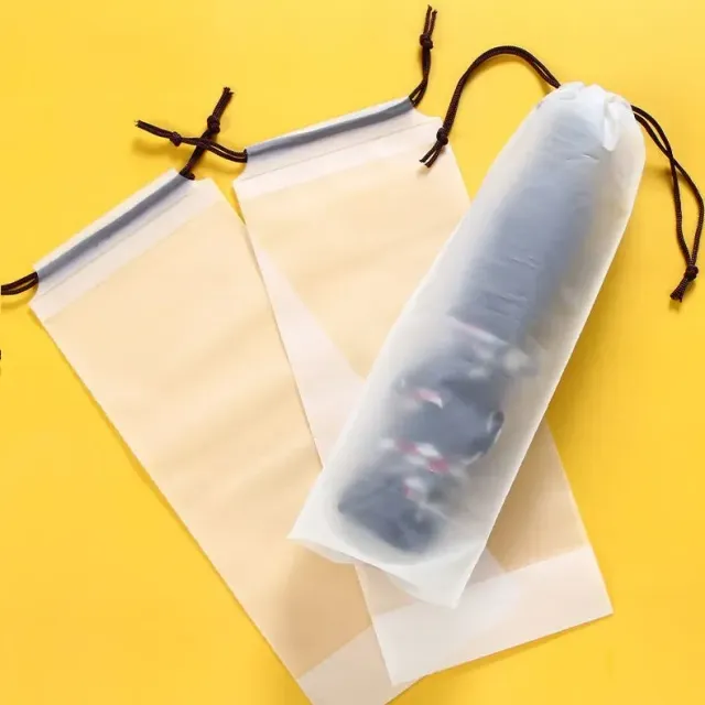 Matted translucent umbrella case made of plastic with string