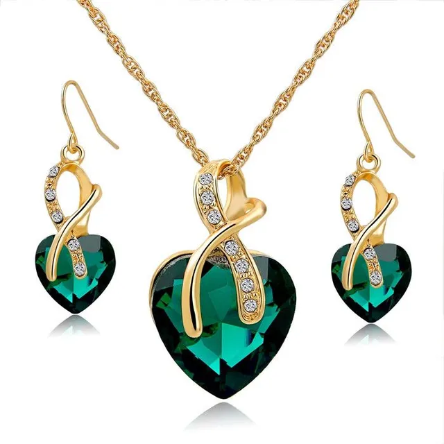 Necklace and earrings in the shape of a heart - set - 4 variants