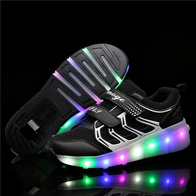 Detské moderné svietiace topánky LED s kolieskami