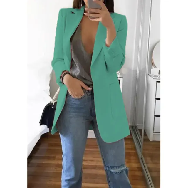 Manteau blazer oversized pour femme en une seule couleur à manches longues pour les loisirs et le bureau