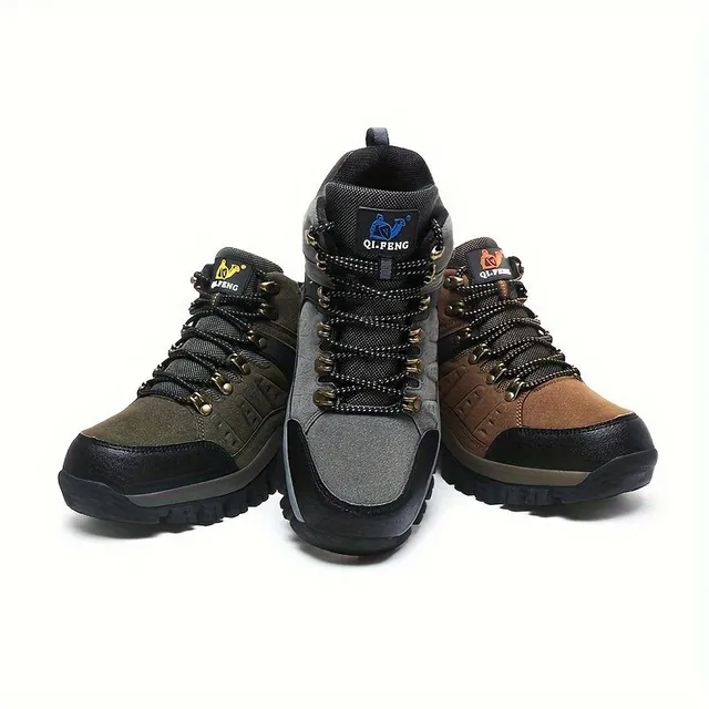 Men's fashionable and durable trekking shoes with laces, comfortable shoes with anti-slip sole for men's outdoor activities