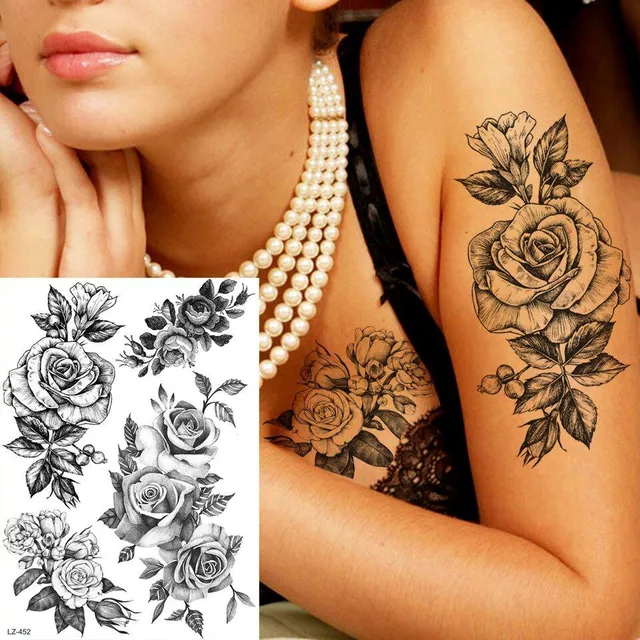 Tatuaj temporar sexy cu motive florale pentru femei