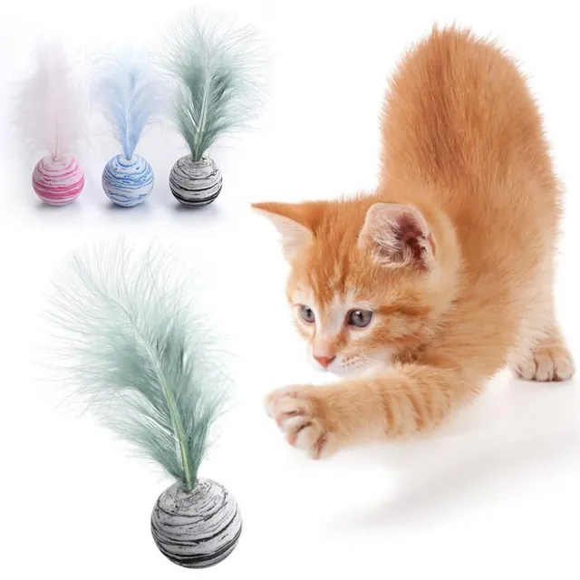 Cat toy - ball with feather