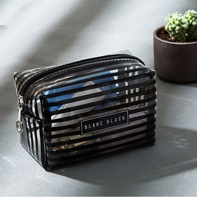 Women's Make-up Bag with Stripes Blanc