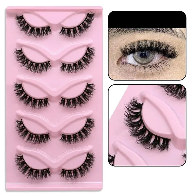 Set of 5 pairs of artificial algae Artificial long eyelashes with full strip Set for extension of algae Natural adhesive eyelashes