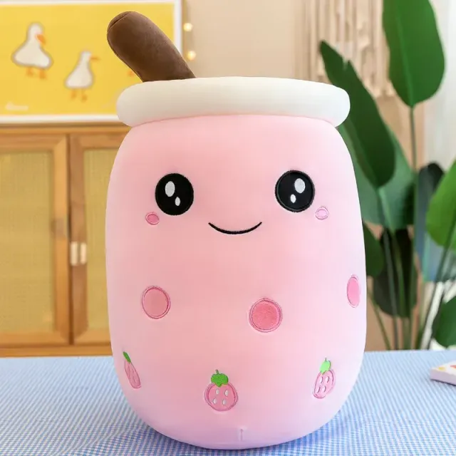 Teddy pillow shaped cup with bubble tea with milk - cute gift for children