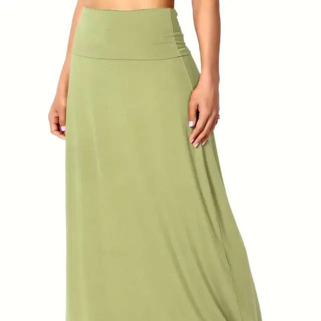 Casual maxi skirt for full-slim - with high waist, simple cut, ideal for spring and summer