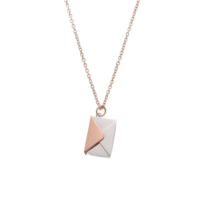 Necklace with locket in the shape of an opening envelope - Love You