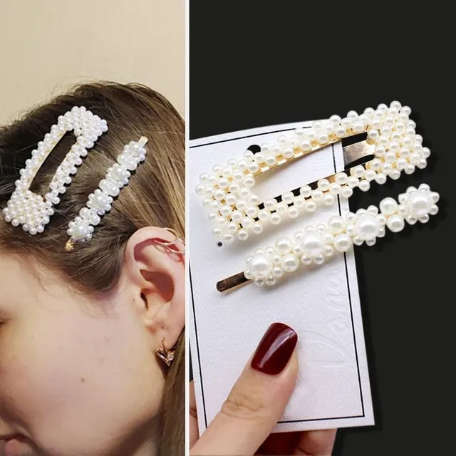 Women's vintage pearl hair clips 2 pcs