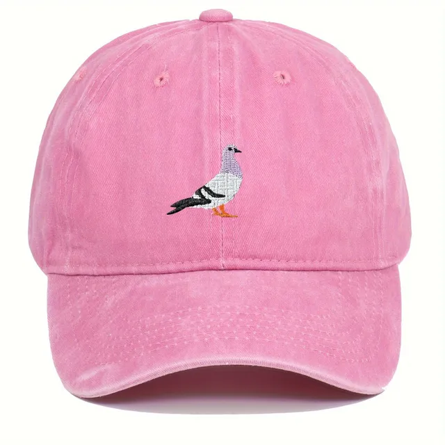 Worked pigeon retro cap - adjustable baseball cap made of denim