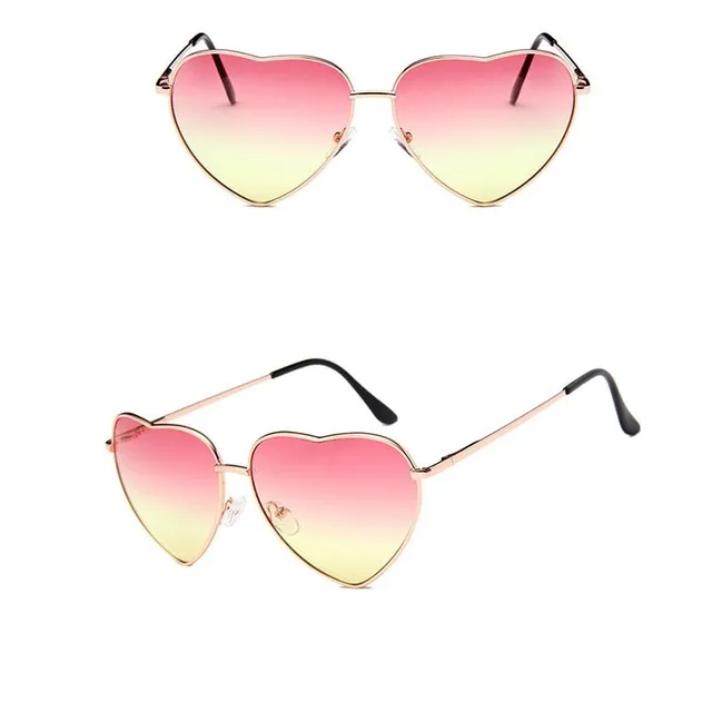 Summer stylish original sunglasses in the shape of a heart - more colored variants Gold PinkYellow