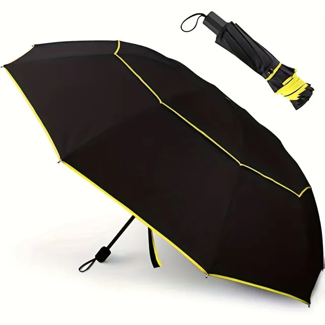 1pc Thick windproof double rain cover umbrella, portable and durable all-weather umbrella