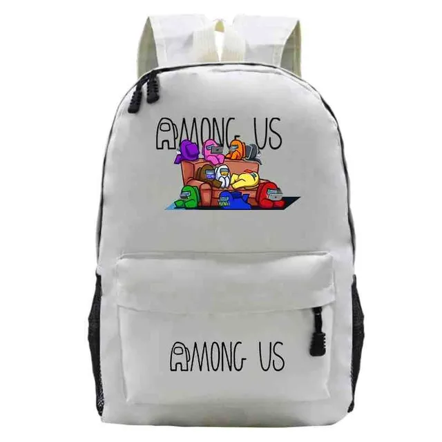 School backpack printed with Among Us characters