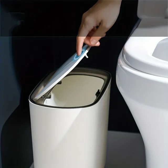 Thin garbage basket with lid for toilet - narrow plastic garbage basket into small areas in the bathroom, bedroom or living room