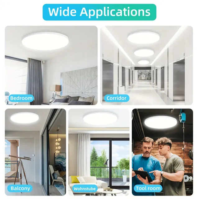 2pcs LED Ceiling Light, 24W 6000K Round Modern Ceiling Light Do Bedroom, Waterproof Ceiling Light IP54, To Living Rooms Bedroom Kitchen Hallway Balcony Restaurant