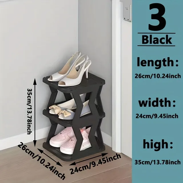 Folding shoe rack with 2 shelves for saving space